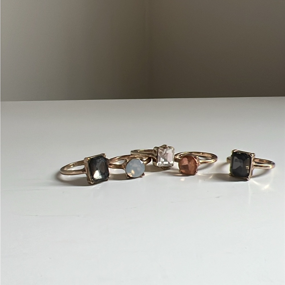 Set a five gold gemstone stackable rings Size 7 - Picture 7 of 15